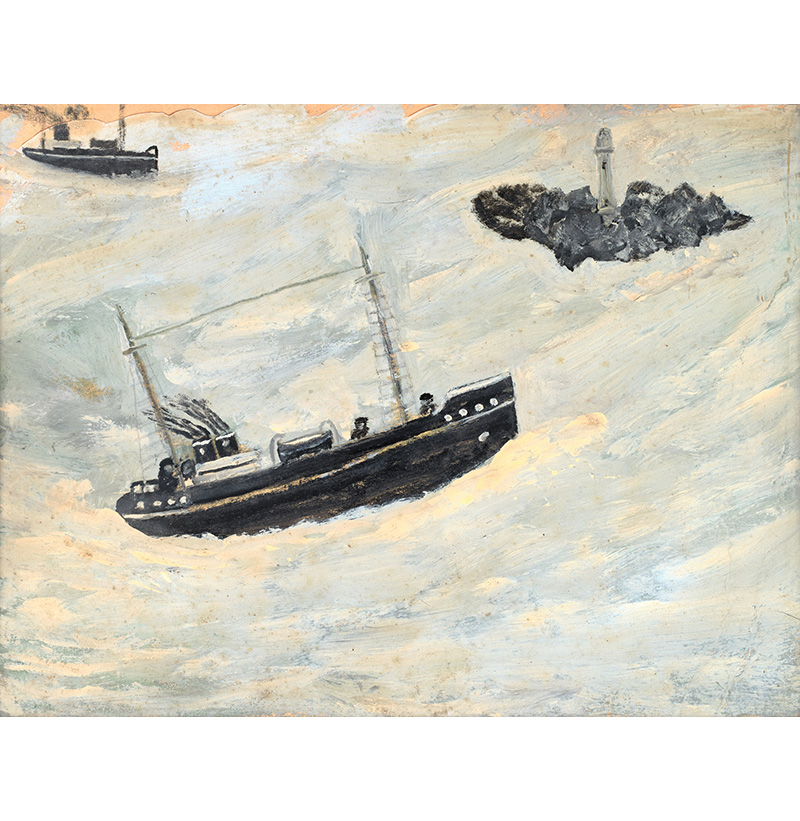 Alfred Wallis (1855-1942) Steamboats and lighthouse