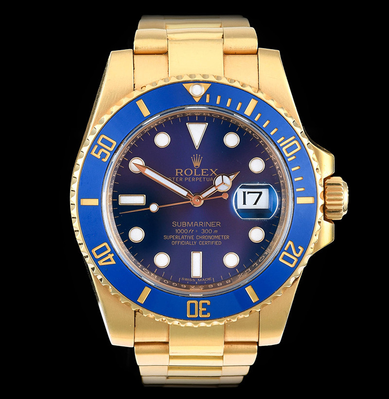 An 18 Carat Gold Automatic Calendar Centre Seconds Wristwatch, signed Rolex, Oyster Perpetual, Superlative Chronometer Officially Certified, 1000ft=300m, model: Submariner Date, ref: 116618LB, circa 2015