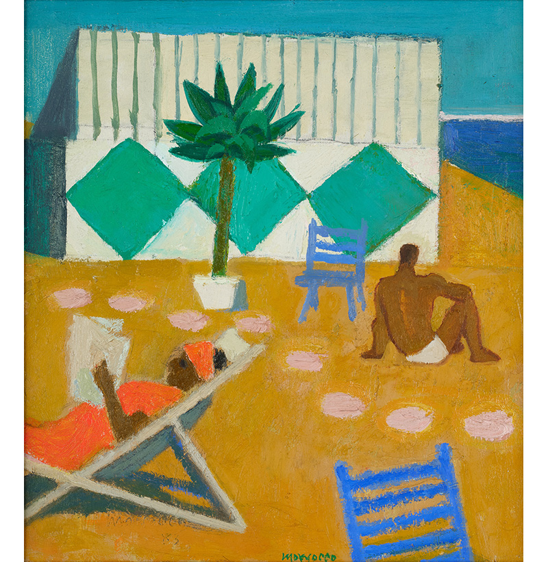 Alberto Morrocco OBE, RSA, RSW, RP, RG (1917-1998) Scottish "Beach Cafe, Soller"