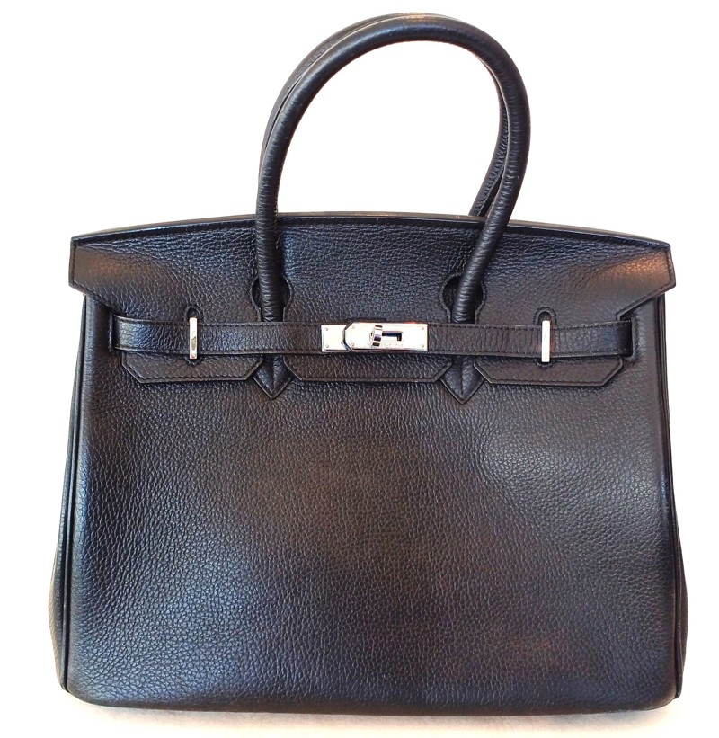 A Circa 2007 Hermès Black Leather Birkin Bag