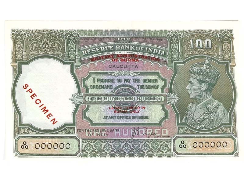 A set of six specimen World War II Burmese banknotes sell for £64,000 at auction