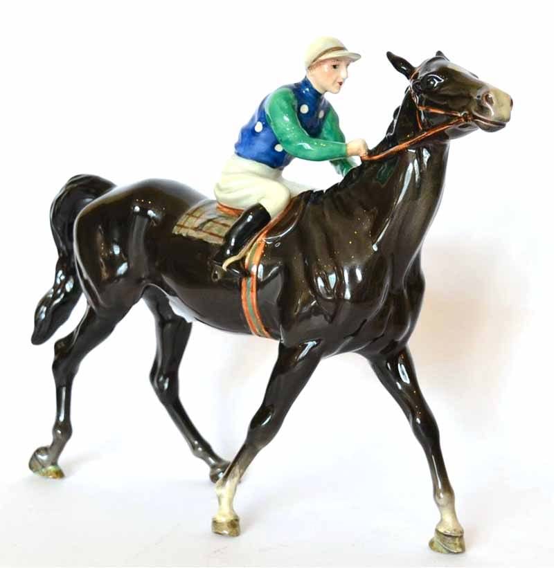 Beswick Racehorse and Jockey (Walking Racehorse), model No. 1037