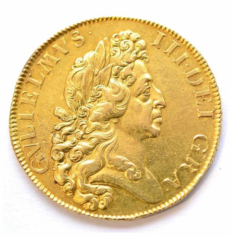 William III, 5 Guineas 1701 DECIMO TERTIO