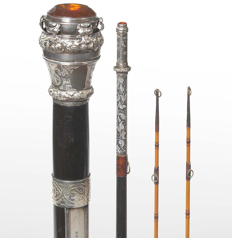 A Fine 19th Century Silver Mounted Presentation Salmon Rod by A & G Wilson