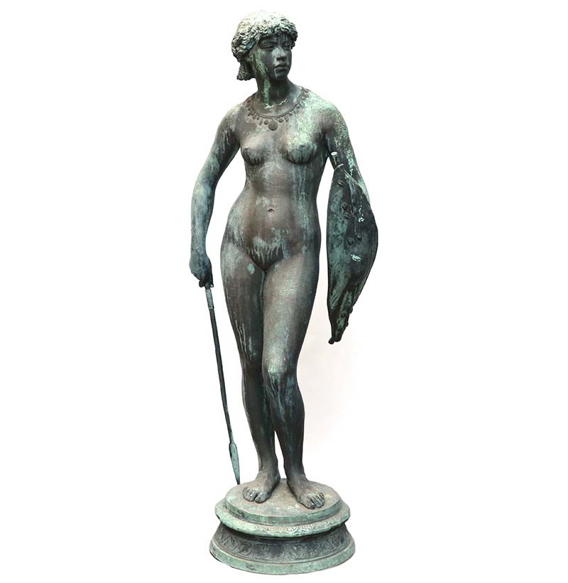 Emile Louis Truffot (French, 1843-1895): A Life Size Bronze Figure of a Nubian Girl, 1883