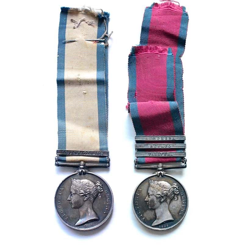 A Rare Peninsula War Pair, awarded to PATK.CAMPBELL, Able Seaman and later Captain, 48th Regiment of Foot