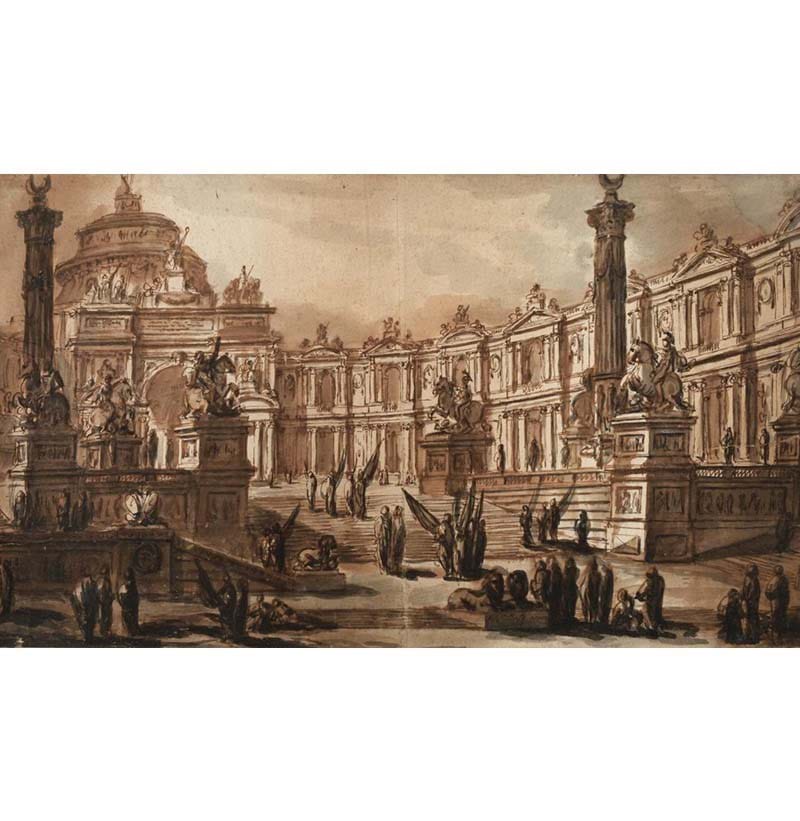 Attributed to Charles Michel- Ange Challes (1718-1778), French, ‘A Roman architectural capriccio’