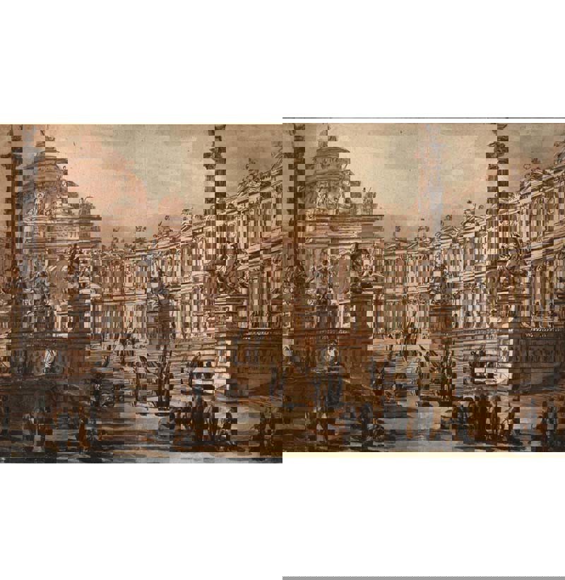 Attributed to Charles Michel- Ange Challes (1718-1778), French, ‘A Roman architectural capriccio’