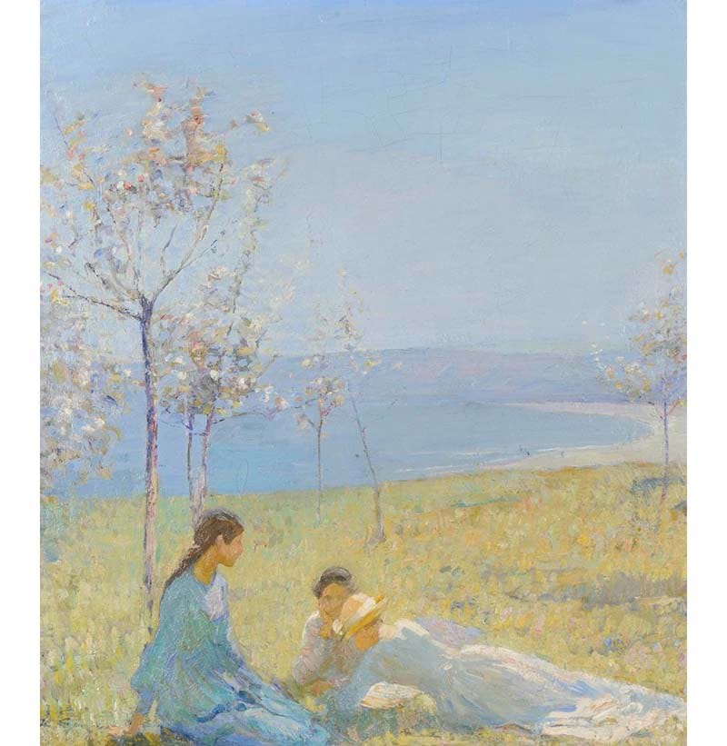 Mark Senior NPS (1862-1927), ‘Girls on the headland above Runswick Bay’