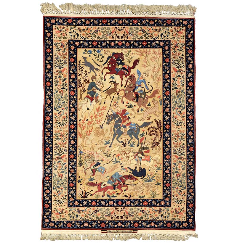 Fine Seirafian Part Silk Rug, Isfahan, Central Persia