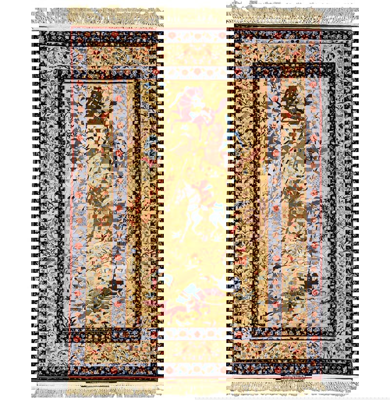 Fine Seirafian Part Silk Rug, Isfahan, Central Persia