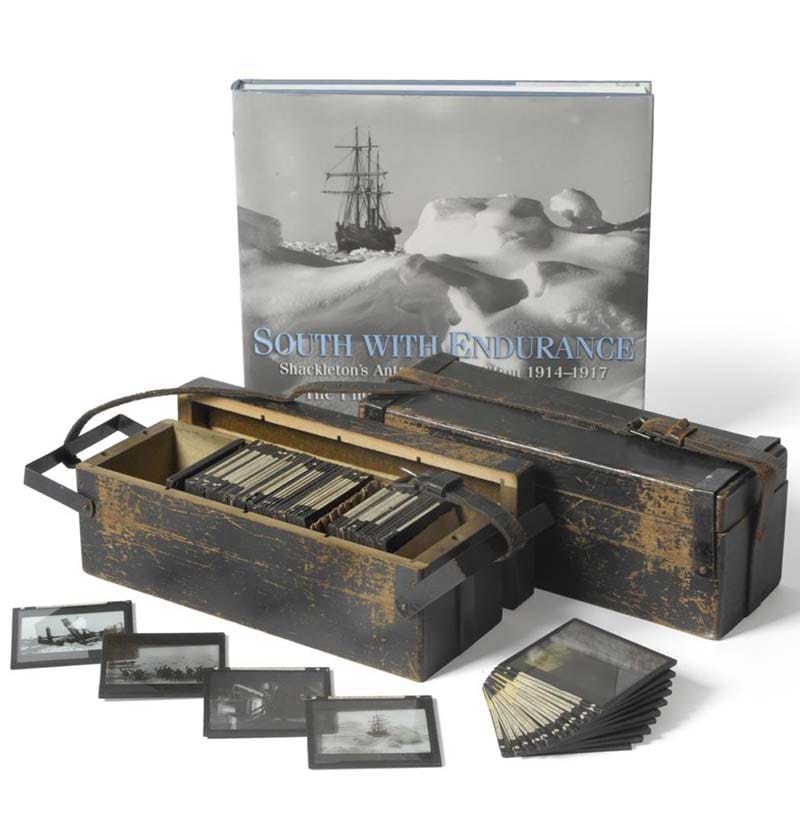 A Set of One Hundred and Thirty Five Real Photographic Magic Lantern Slides Depicting Shackleton's Antarctic Expedition 1914-1917