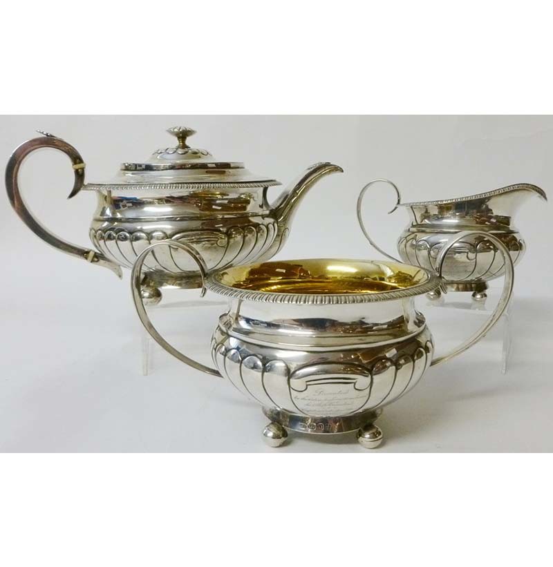 An Important Australian Silver Three Piece Tea Service, Alexander Dick, Sydney