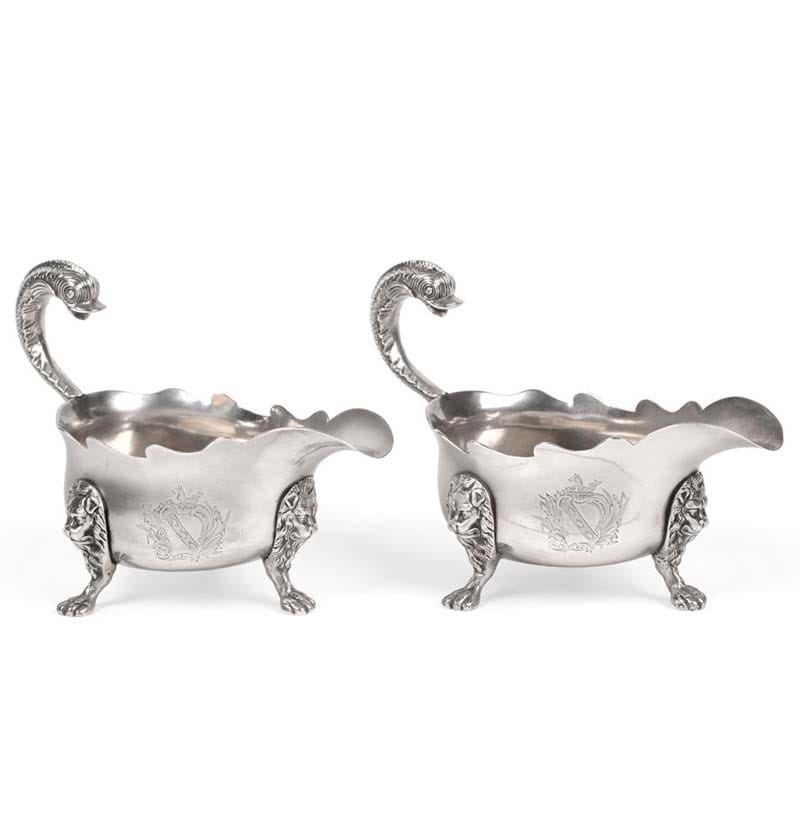 A Pair of George II Provincial Silver Sauceboats, James Kirkup, Newcastle 1747