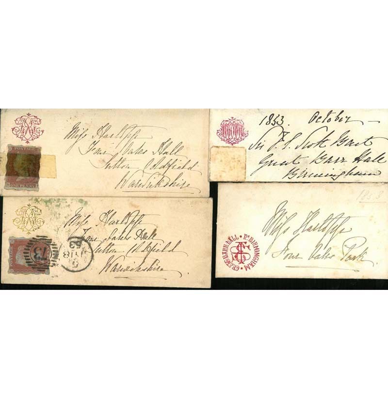Great Britain. Including an 1853 tiny cover to Sutton Coldfield bearing 1841 1d red Treasury Roulette