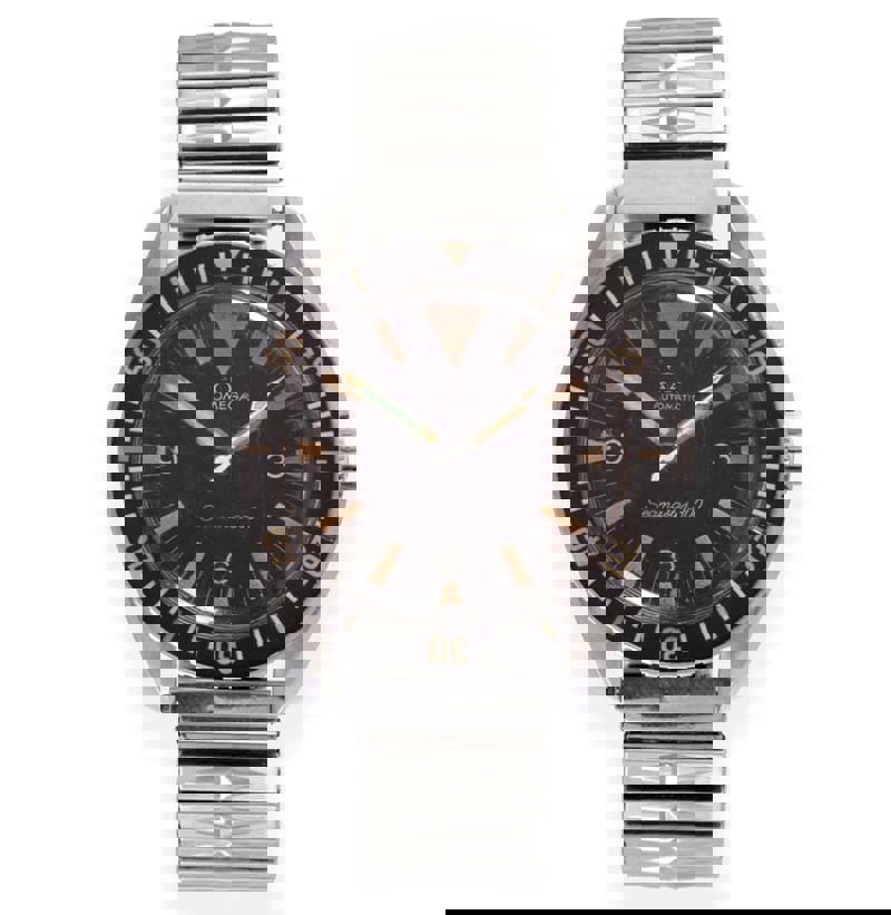 A Rare Stainless Steel Automatic Centre Seconds Wristwatch, signed Omega, model: Seamaster 300 "Big Triangle" dial, ref: 165.024, circa 1966