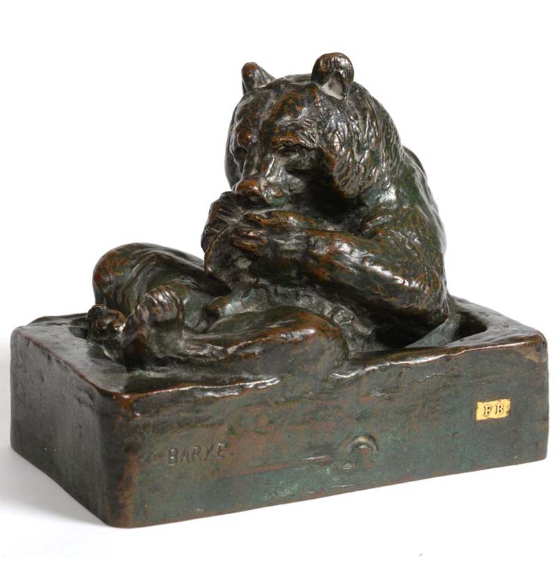 Antoine-Louis Barye (French, 1796-1875): Ours Dans Son Auge