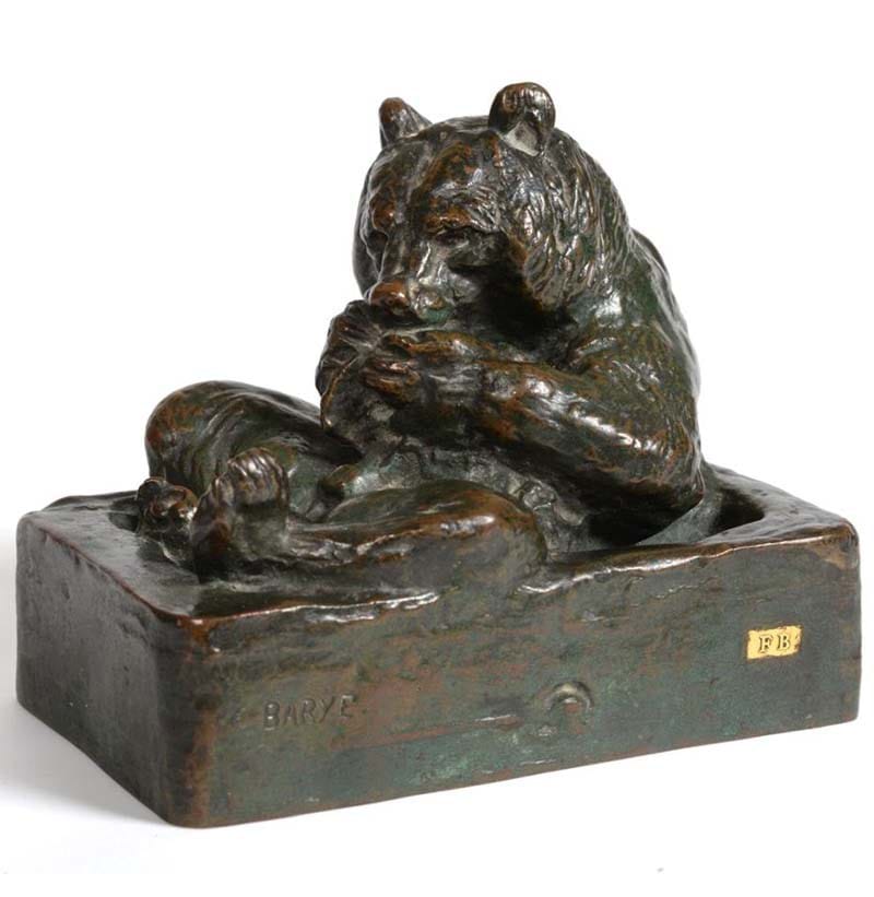 Antoine-Louis Barye (French, 1796-1875): Ours Dans Son Auge