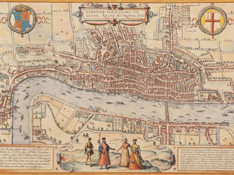 An example of the earliest town plan of London amongst early maps at auction