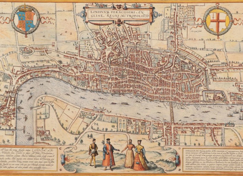 An example of the earliest town plan of London amongst early maps at auction