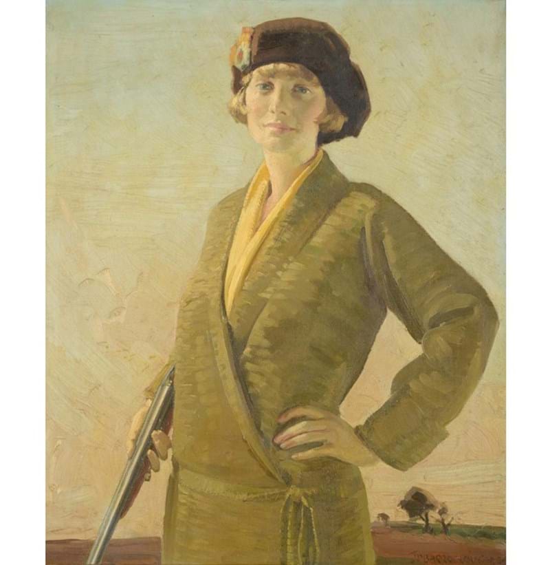 James P Barraclough (d.1942), "Girl with a Gun"