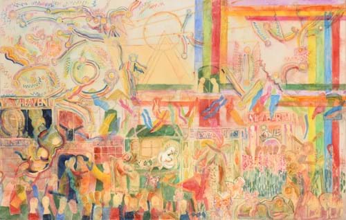 Norman Adams (1927-2005) "Heaven and Earth" Initialled, inscribed and dated (19)91, watercolour, 66cm by 104cm (unframed)
