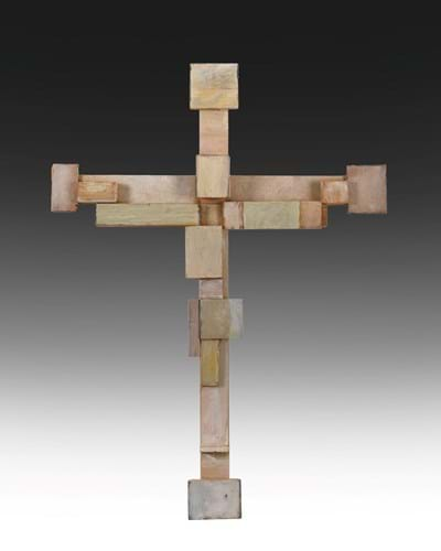 Michael Finn (1921-2002) Constructed Cross Signed and dated August 2001 verso, wood, 72.5cm high