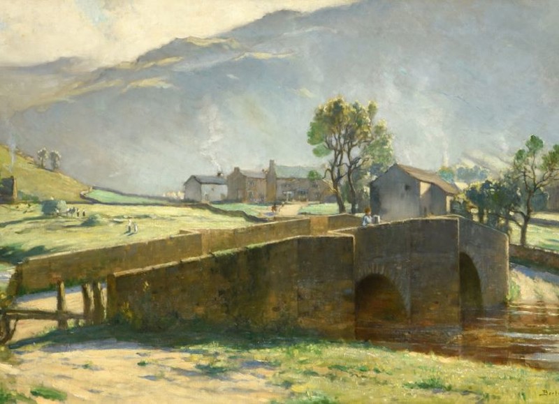Bertram Priestman 'A View of Buckden Bridge'