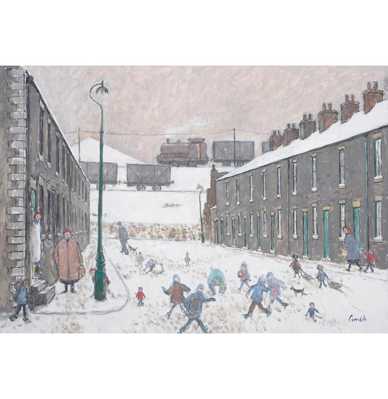 Norman Stansfield Cornish (1919-2014) "Street Scene with Tanky Engine"