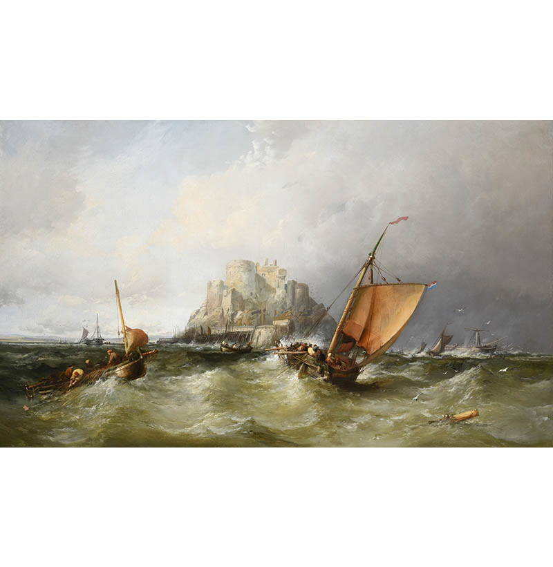 James Webb (1825-1895) 'View of Mont Orgueil Castle, Gorey, Jersey"