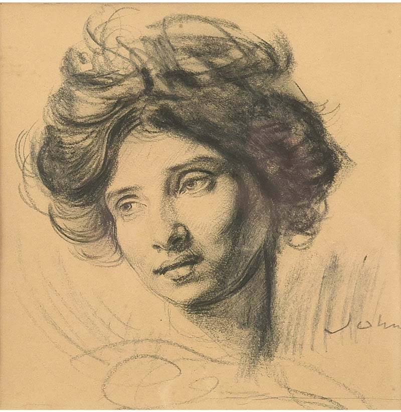 Augustus Edwin John OM, RA (1878-1961) Portrait drawing of Dorelia McNeill