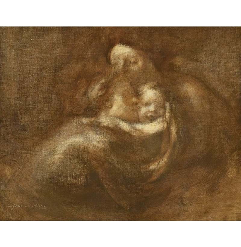 Eugène Carrière (1849-1906) Two women embracing a baby