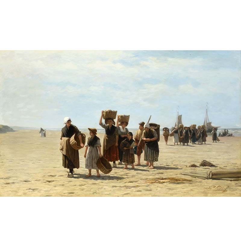 Phillip Sadee (1837-1904) Dutch Bringing in the catch