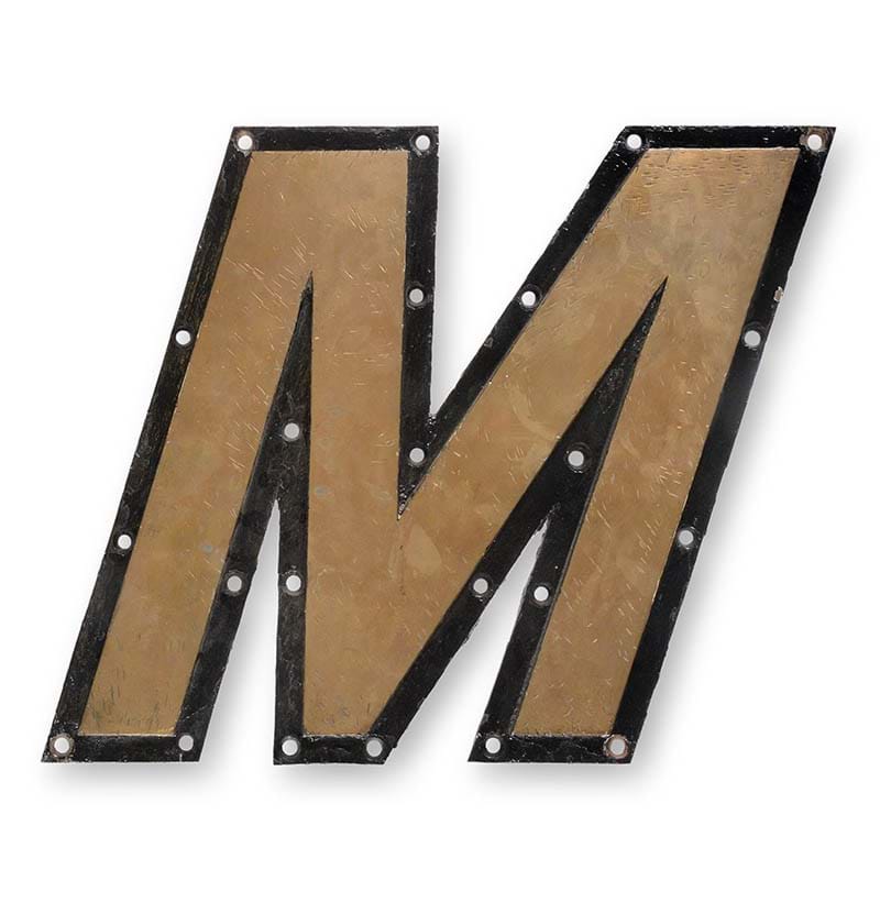 RMS Mauretania Bronze Nameplate Letter 'M' 