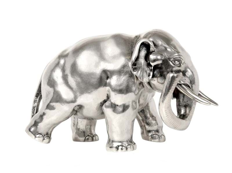 A Faberge Silver Elephant with Jeffery Lassaline