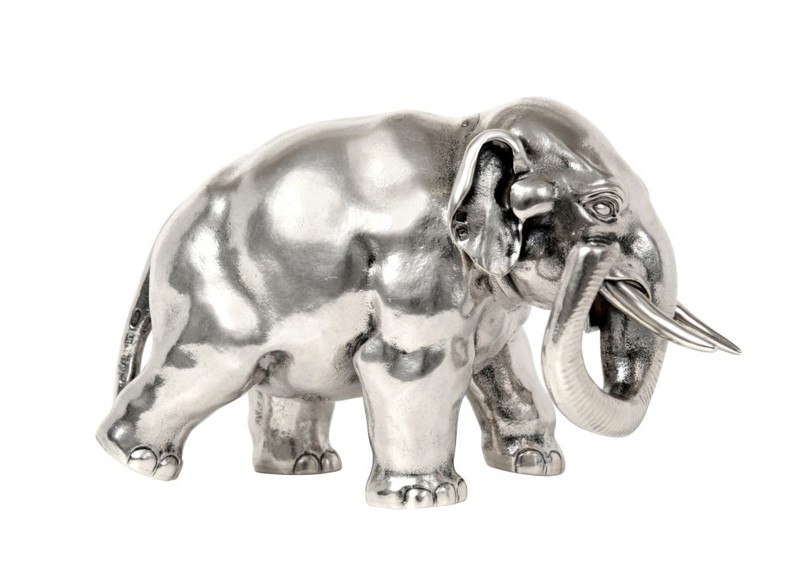 A Faberge Silver Elephant with Jeffery Lassaline