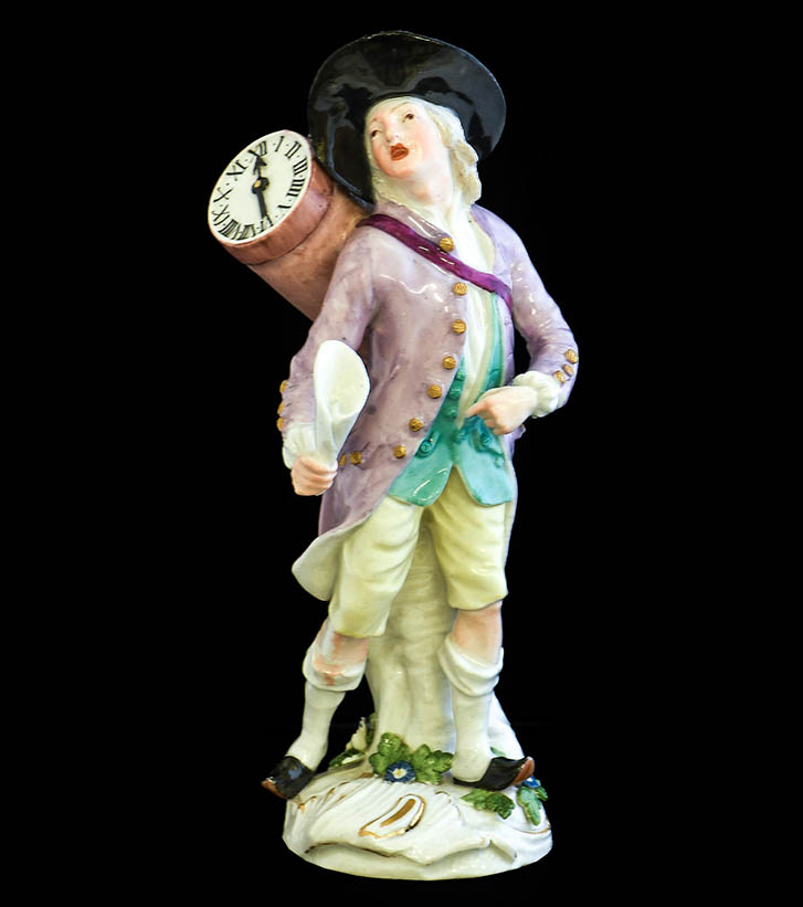 A Meissen Porcelain Cris de Paris Figure of the Lottery Seller, circa 1755