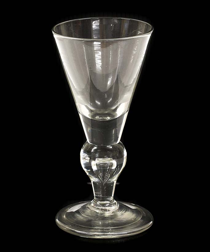 A Heavy Baluster Wine Glass, circa 1710