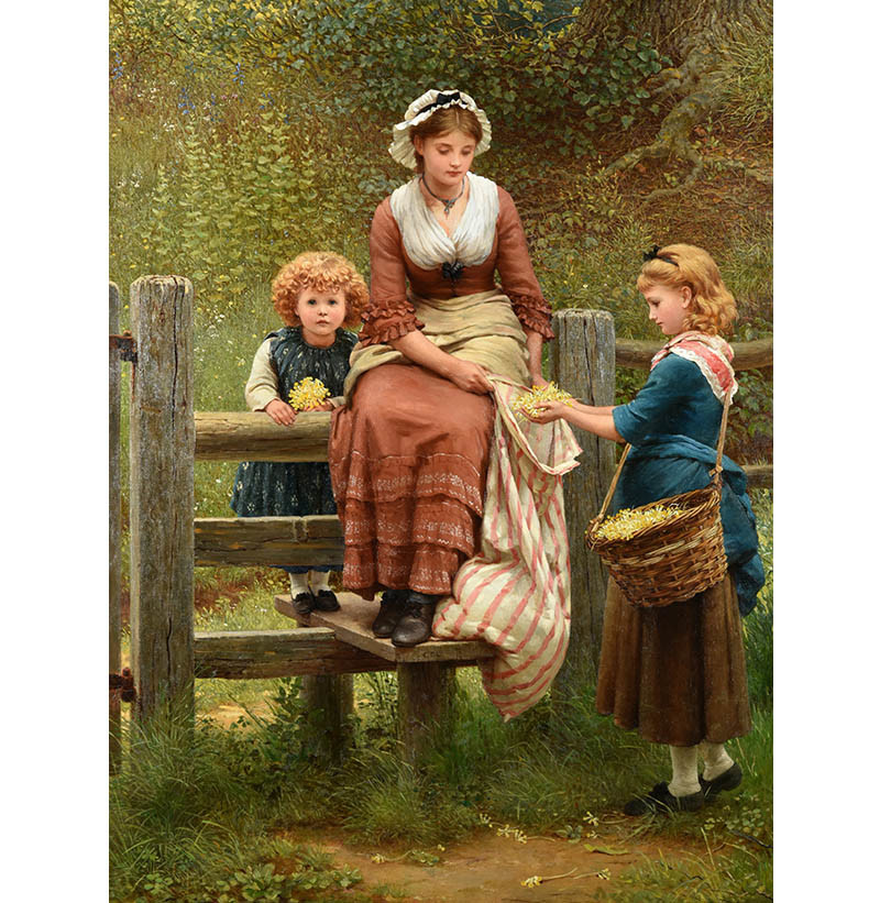 George Dunlop Leslie RA (1835-1921) "Cowslips"