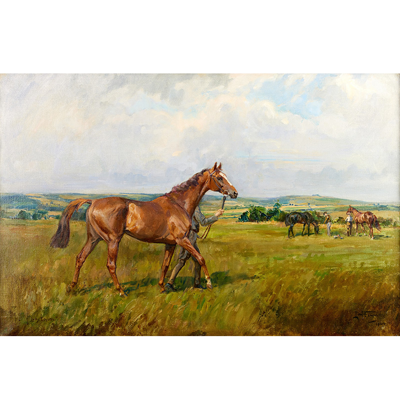 Lionel Dalhousie Robertson Edwards (1878-1966)  Lady Electra being led by a groom