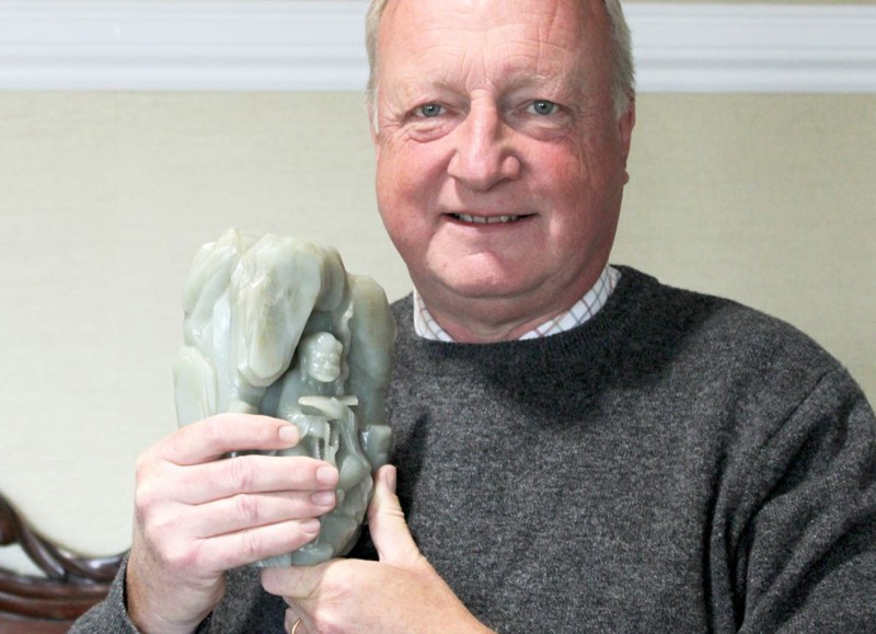 A Chinese Celadon Jade 'Luohan' Boulder, with Andrew Parker