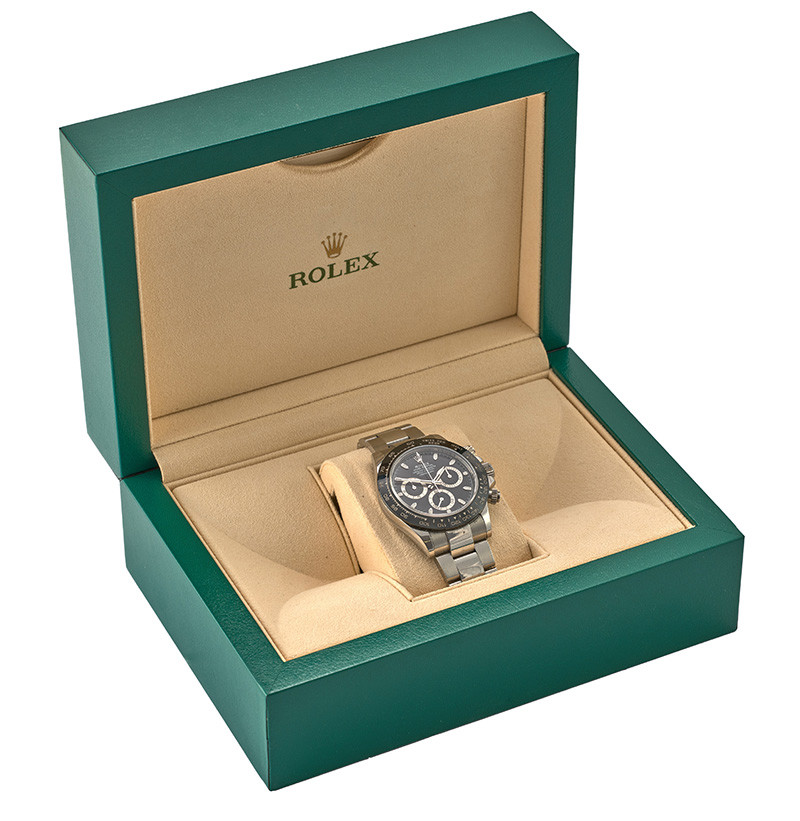  Fine Stainless Steel and Black Ceramic Bezel Automatic Chronograph Wristwatch, signed Rolex