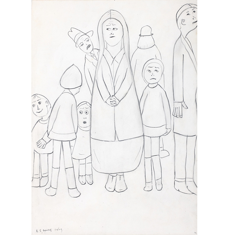 Laurence Stephen Lowry RBA, RA (1887-1976) Figures young and old (1969)