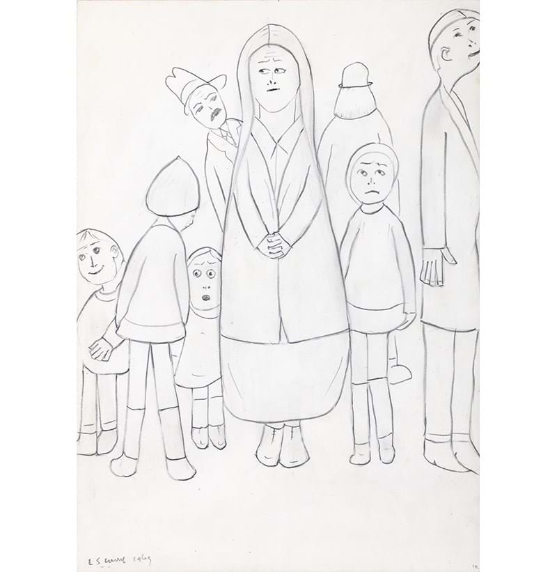 Laurence Stephen Lowry RBA, RA (1887-1976) Figures young and old (1969)