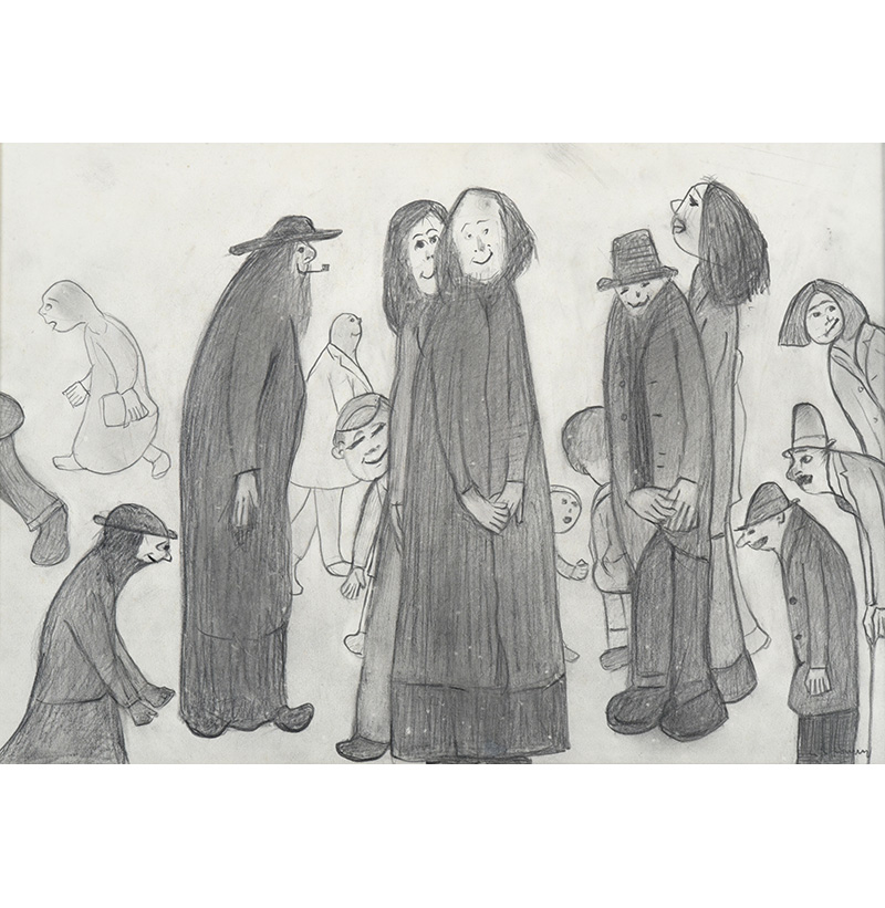 Laurence Stephen Lowry RBA, RA (1887-1976) Group of figures young and old (1970)