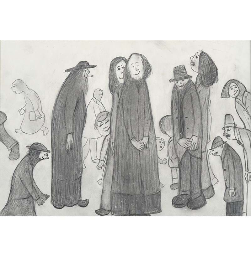 Laurence Stephen Lowry RBA, RA (1887-1976) Group of figures young and old (1970)