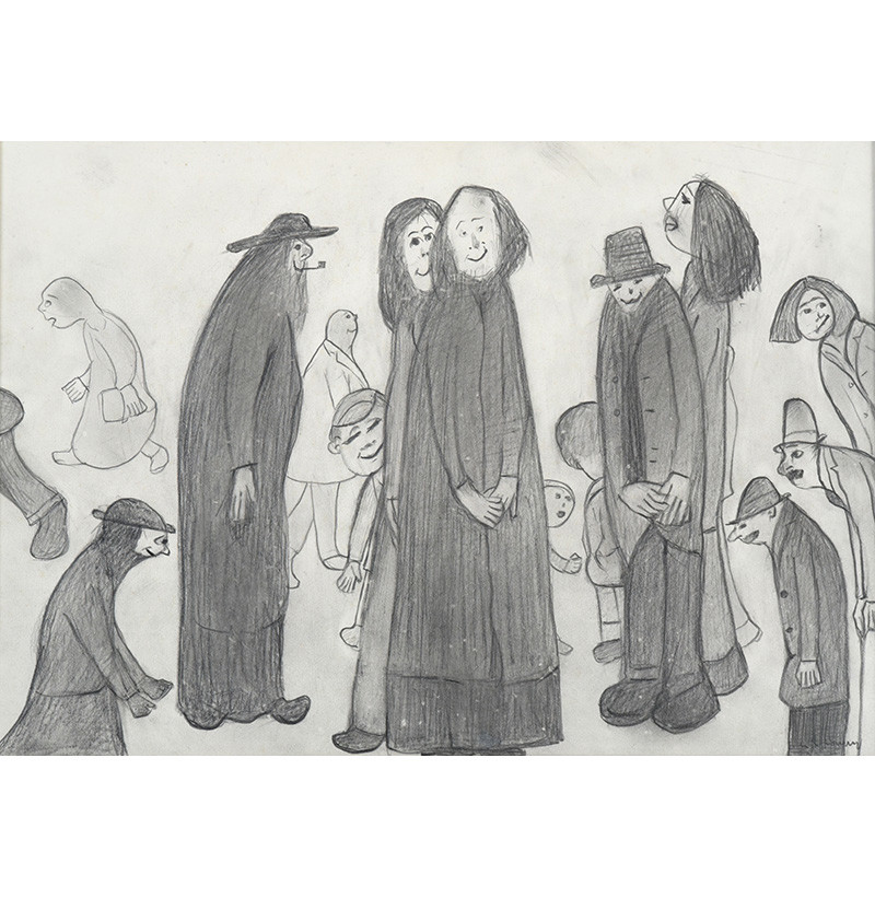 Laurence Stephen Lowry RBA, RA (1887-1976) Group of figures young and old (1970)