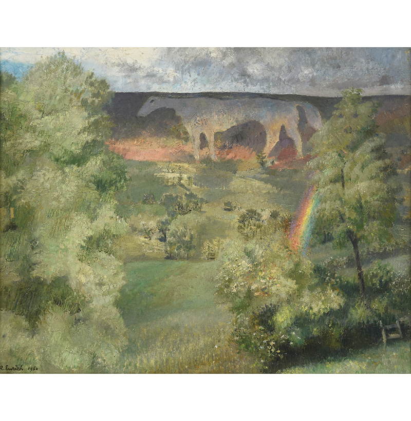 Richard Ernst Eurich, OBE, RA (1903-1992) "The White Horse, Kilburn, Yorks, After the Rain"