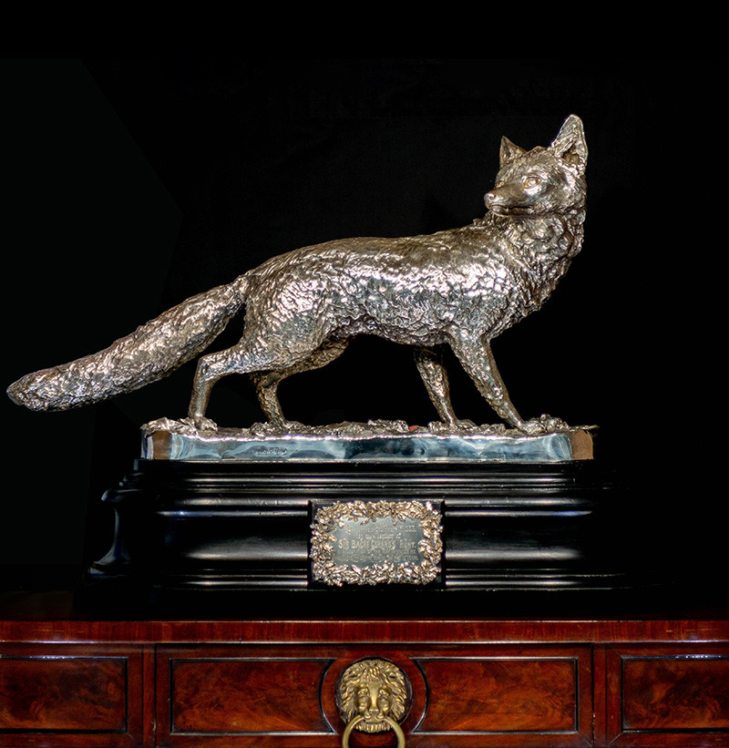 An Important Victorian Life-Size Silver Model of a Fox by Rowland Ward and Co., Ltd., London, 1888