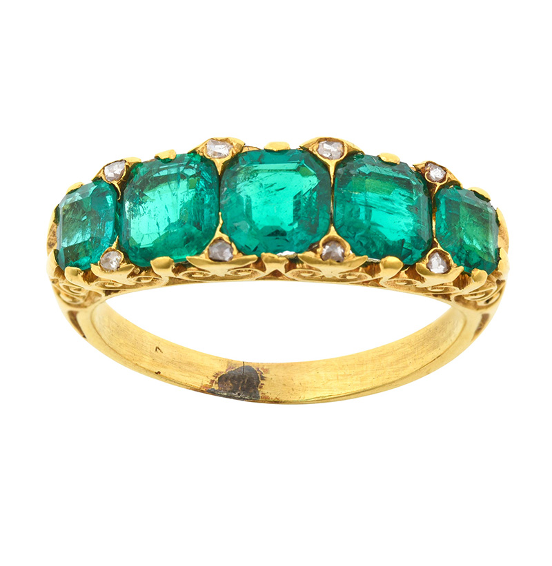 A Victorian Emerald Five Stone Ring